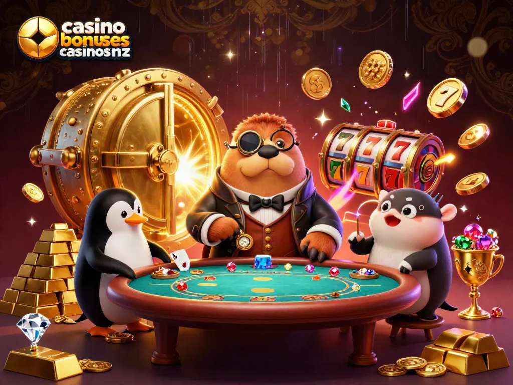 Engage with exciting casino bonuses casinosnz at an underwater poker game with whimsical characters.